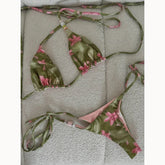 Micro Bikinis Swimsuit Swimwear Female Floral Thong Bikini Set