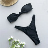 Mini Brown Micro Thong Bikini Bandeau Front Knotted Swimsuit High Cut Bathing Suit Bikinis Sets