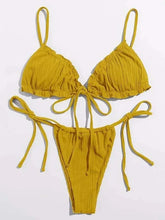 Swimsuit Pit stripe Bikini Swimwear Bathing Suits Push Up Biquinis Bandage Beachwear Solid Bikini Sets