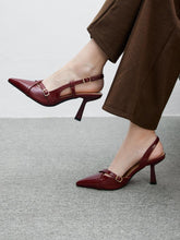 Heel Pointed Toe Buckle Strap Pumps