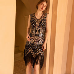 Vintage Sequin Beaded Tassel Dress