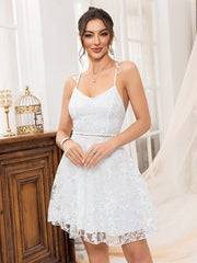 Fitted Evening Dress With Crossed Halter Straps