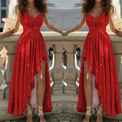 Summer Loose Irregular Sleeveless Sloping Shoulder High Waist Dress