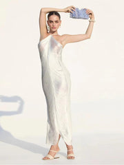 Tassel Back Slit Halter Neck Dress