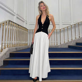 Halter neck dress with contrasting buttons