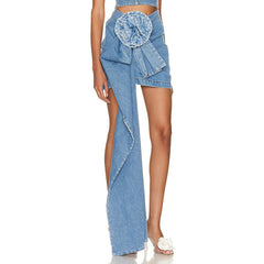 Floral Embellished Denim Mini Skirt