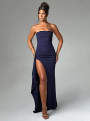 Long Bodycon High Slit Strapless Evening Dress