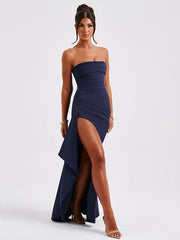 Long Bodycon High Slit Strapless Evening Dress