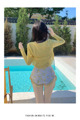 One Piece Swimsuit Backless Print Beach Swimsuits with Mesh Cover-Ups Swimwear Bathing Suits