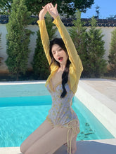One Piece Swimsuit Backless Print Beach Swimsuits with Mesh Cover-Ups Swimwear Bathing Suits
