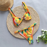 Orange Tie Dye Micro Bikinis De Mujer Front Kontted Swimwear Mini Thong Swimsuit Bathing Suit Bandeau Bikini 2026