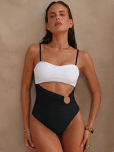 Patchwork One-Piece Suits Cut Out Swimwear Push UP Hollow One Piece Swimsuit Monokini Beach Lady Bathing Suit