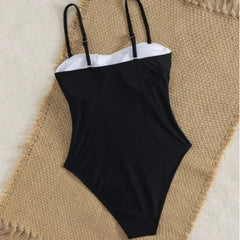 Patchwork One-Piece Suits Cut Out Swimwear Push UP Hollow One Piece Swimsuit Monokini Beach Lady Bathing Suit