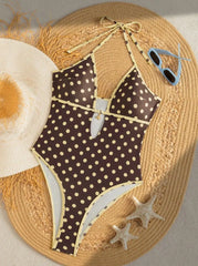 Push Up One Piece Swimsuit Female Swimwear Halter Polka Dot Bathing Suits Beach Wear Monokini Swimming Suit