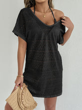 S - XL V Neck Short Sleeve Hollow Out Knitted Tunic Beach Cover Up Cover-ups Beach Dress Beach Wear Beachwear Female Women