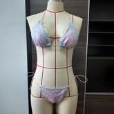 Backless Hollow Lace Bikinis Patchwork Swimsuit Bathing Suits Bandage Swimwear Mujer Beachwear Triangle Bikini Set