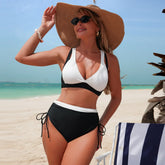 Black White Patchwork Bikini Set