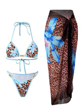 Blue Gradient Striped Bikini Set