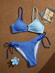 Blue Patchwork Bikini Set