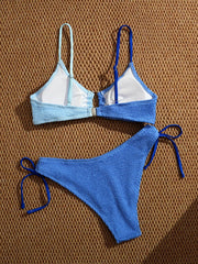 Blue Patchwork Bikini Set