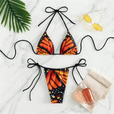 Butterfly Print Swimwear String Bikinis Set