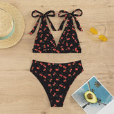 Cherry Print Swimsuits Push Up Bikinis Sets