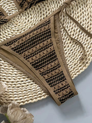 Coffee Striped Bikini Set