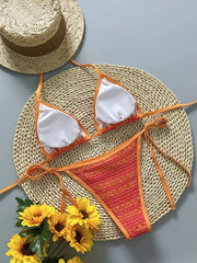Coffee Striped Bikini Set