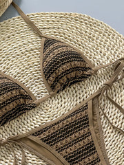 Coffee Striped Bikini Set