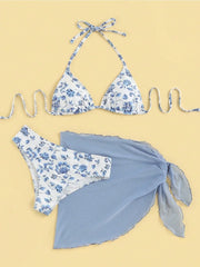 Floral Print 3 Piece Swimsuit