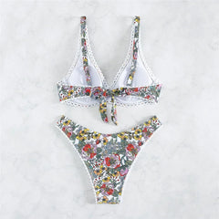 Flower Print Push Up Bikinis Sets
