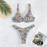 Flower Print Push Up Bikinis Sets