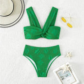 Green 3D Floral Bikini Set