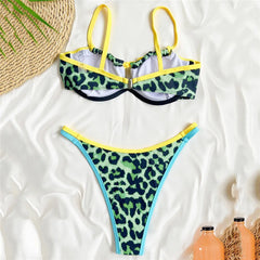 Leopard Print Swimwears Push Up Bikini Triangle Thong Swimsuit Woman String Bathing Suit Brazilian Bikinis Sets
