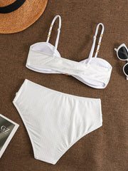Metal Buckle High Waist Bikini Set