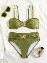 Metal Buckle High Waist Bikini Set