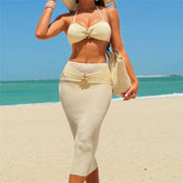 Metal Starfish Halter 3 Piece Bikini Set