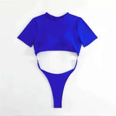 Micro Thong Swimwear One Piece Swimsuits Cut Out Monokini Backless Bathing Suit Blue Bikini Bathers Beach Wear