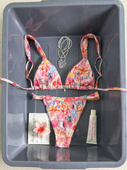 Pink Floral Starfish Print Bikini Set