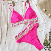 Rose Red High Waisted Bikinis Sets