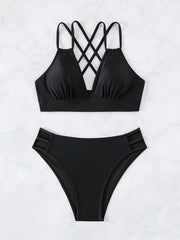 Solid Black Two Piece Swimsuit