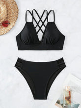 Solid Black Two Piece Swimsuit
