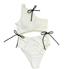 White High Waist Swimwear String Lace Up Bikinis Sets