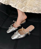 Silver French Nail Bead Splicing Slide Sandals