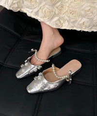 Silver French Nail Bead Splicing Slide Sandals