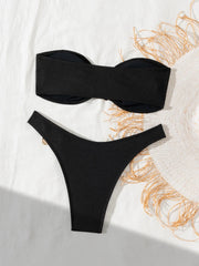 Solid Black 2 Piece Swimsuit