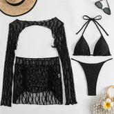 Solid BlackThong Micro Bikinis Sets