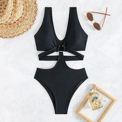 Solid Color One Piece Bikini
