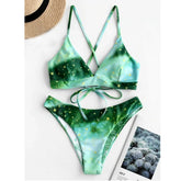 Starry Sky Print Reversible Bikini Sets