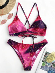 Starry Sky Print Reversible Bikini Sets